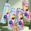 1PC Colorful Feather Boho Art Print 750ml Color Plastic Sports Water Bottle Leakproof Flip Straw Lid Suitable for Sports Office Home Use