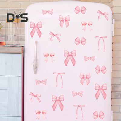 4 Bögen Wandaufkleber mit Schleife und Knoten, blau/rosa, zum Abziehen und Aufkleben, Wanddekor-Aufkleber für Kinderzimmer, Schlafzimmer, Kinderzimmer