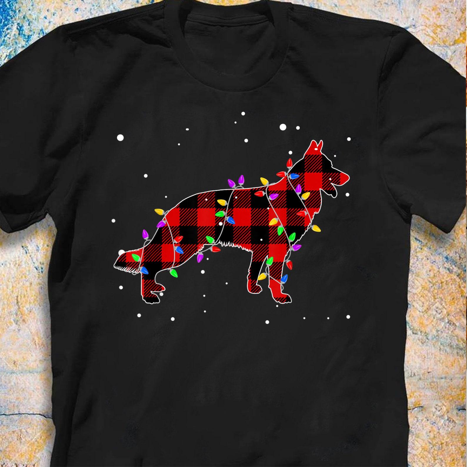 Red Buffalo Plaid German Shepherd Christmas T-Shirt M