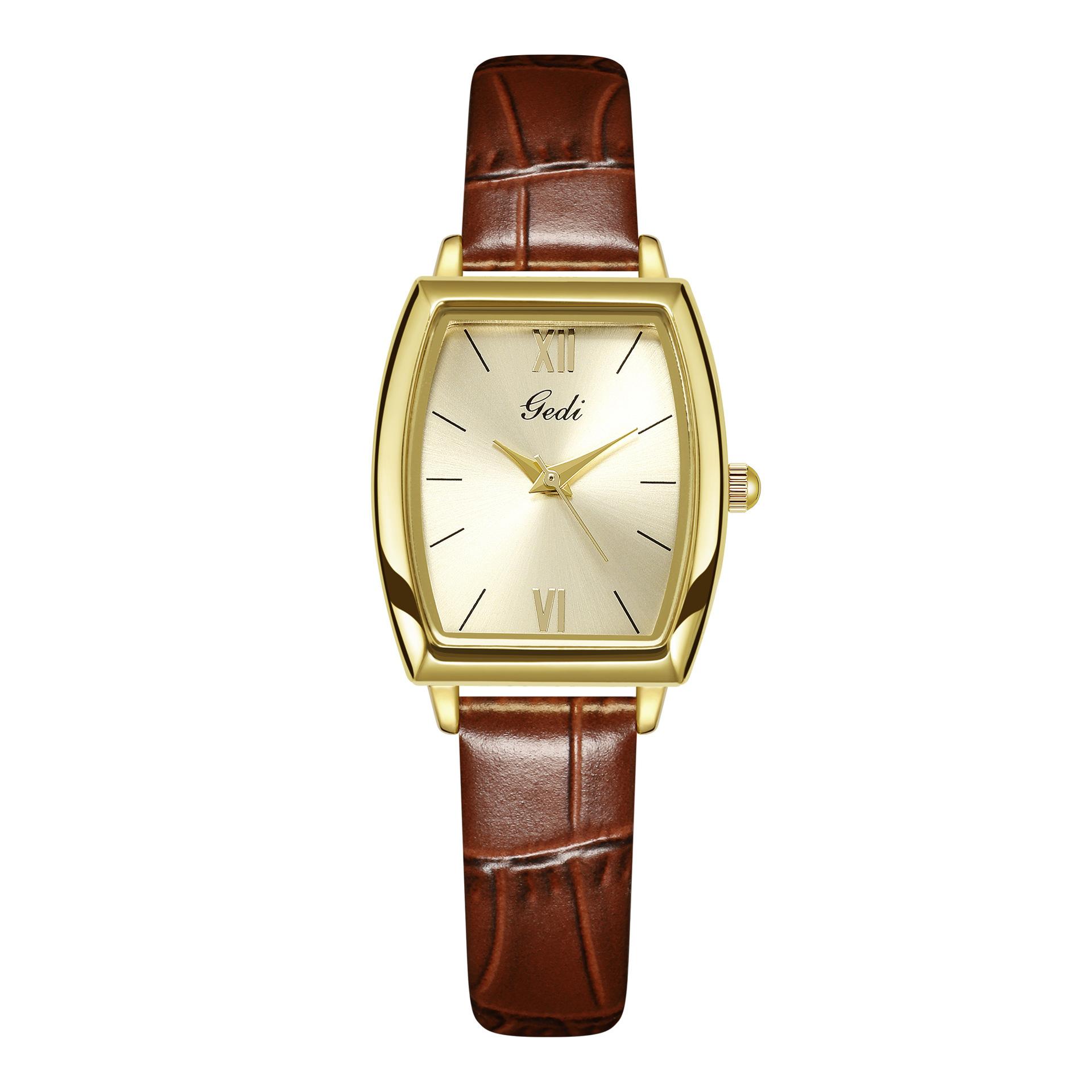 

Retro Wine Barrel-Shaped Women S Watch Simple And High-End Belt Watch Women S Waterproof Quartz Watch