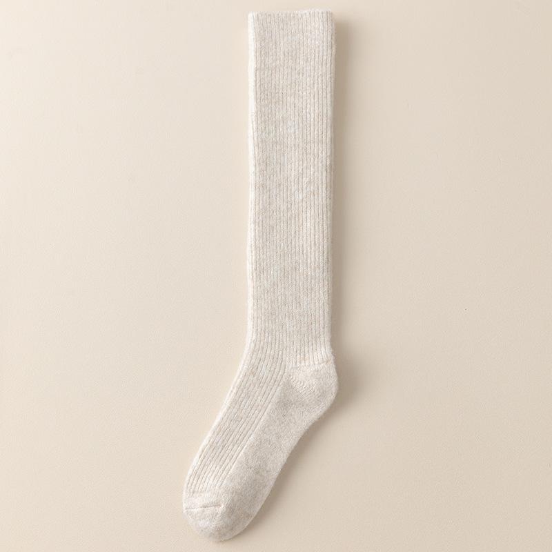 Wool Calf Socks for Women In Autumn and Winter, Fleece High Thigh-high Stockings, Solid Color Versatile Socks, Warm Socks for Autumn and Winter