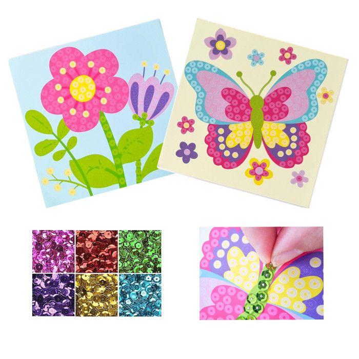 Kit tableau sequins - CTOP - Fleur et papillon - Activité créative - Dès 3 ans - Mixte