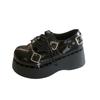 Fashion Punk Goth Chunky Platform Pumps Women 2025 Autumn Bowtie Wedges Mary Jane Lolita Shoes Woman Heart Ankle Buckle Black Shoes