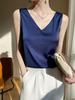Dámský top camisole ze saténu s výstřihem do V - Bez rukávů, triacetátová základní vrstva na jaro.
