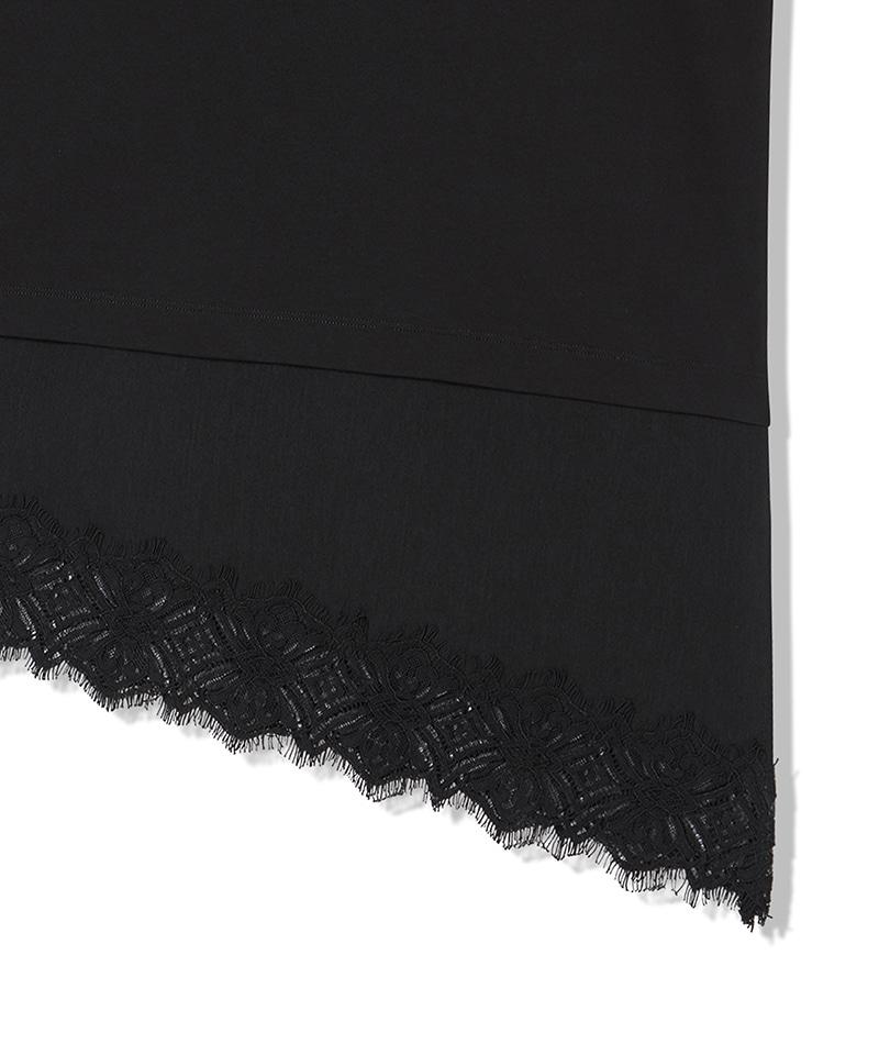 LIFEWORK Women'S) Lace Layered Asymmetrical Short Sleeve T-Shirt