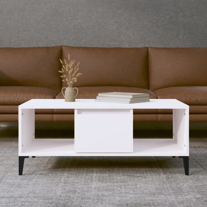 821068 vidaXL Coffee Table White 90x50x36.5 Cm Engineered Wood