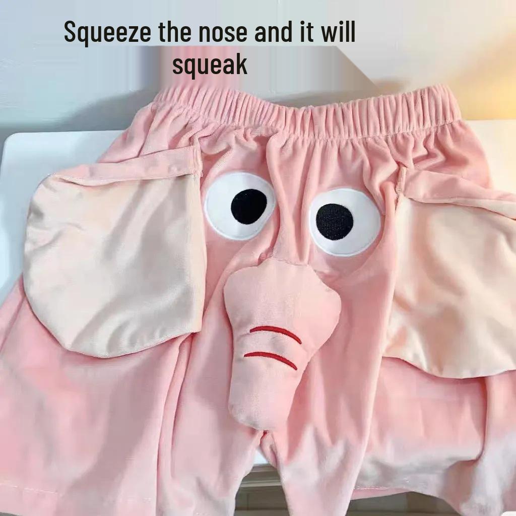 Unisex Funny Squeaky Nose Elephant & Piggy Pajama Shorts