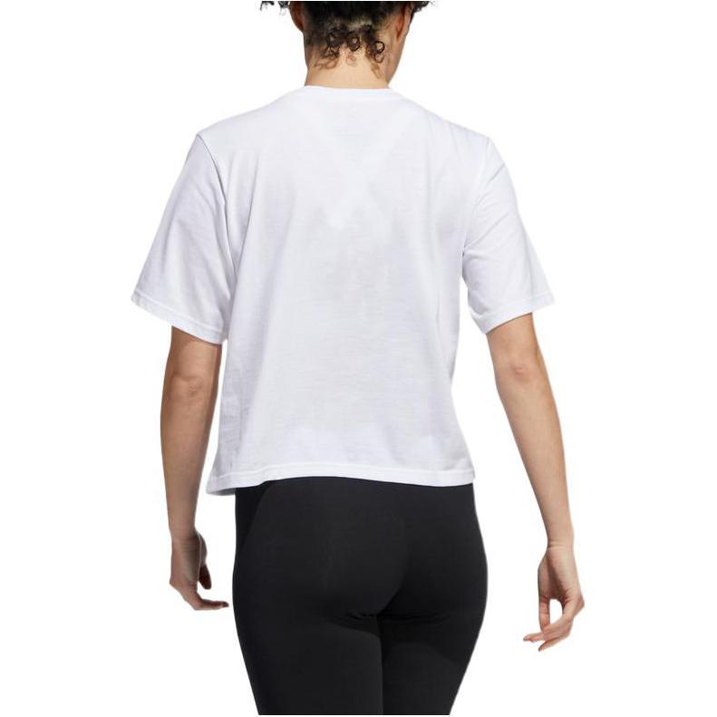 Adidas Solid Color Brand Logo Printed Casual Round Neck Loose Short Sleeve T-Shirt Women Tops White HE4933