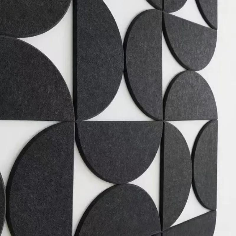 12pcs/set Felt Wall Sticker Soundproof Semicircle Self-Adhesive Wall Panels Peel and Stick for Studio Home Office Decoration