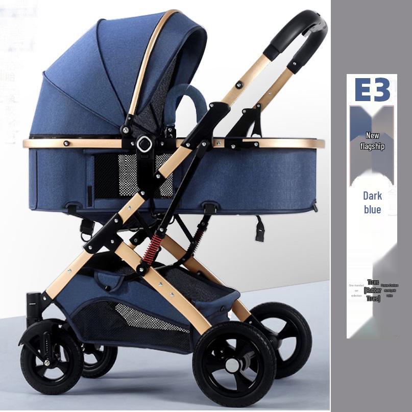Foldable Multi-Functional High Landscape Baby Stroller: Sits and Lies Flat, Shock-Absorbing, Two-Way Design for Newborns
