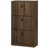 Schuhschrank, 3 Klapptüren, Platz für 18 Paar, 63x24x117cm, Dunkle Walnuss