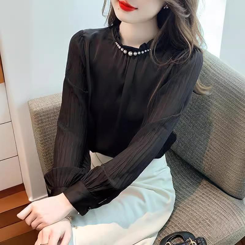 Dámská univerzální šifonová halenka s dlouhým rukávem na podzim 2024 - Módní a trendy top