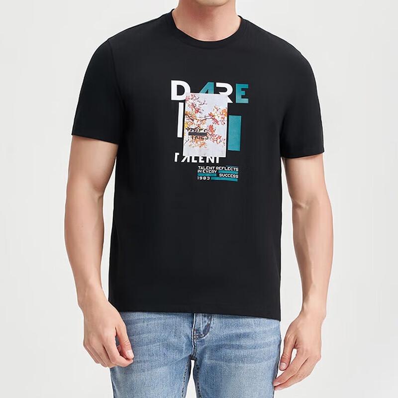 TRIES Men s Printed Round Neck Short Sleeve T-Shirt L (48)