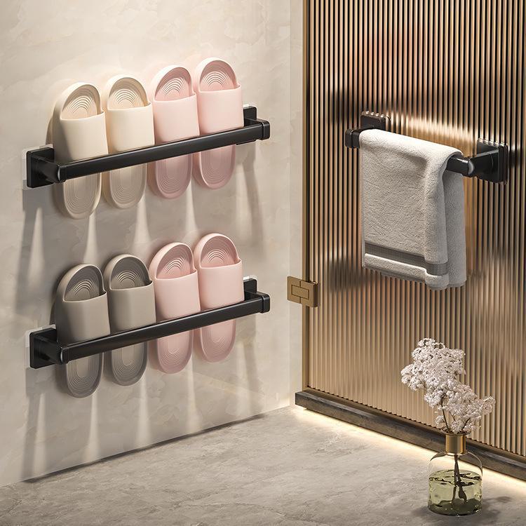 Wall-Mounted Punch-Free Bathroom Slipper Rack for Toilet or Door