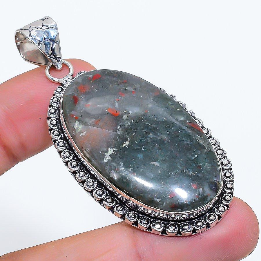 

Bloodstone Gemstone Handmade 925 Sterling Silver Jewelry Pendant 2.40 SU-10670