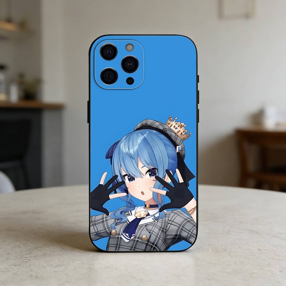 H-Hoshimachi Suisei Phone Case For iPhone 17,16,15,14,13,12,11 Plus,Pro,Max,Mini Silicone Black Soft Cover