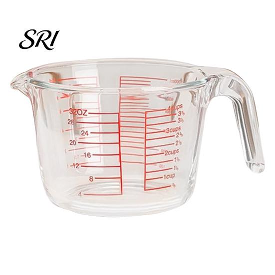 Powder Measuring Cup 1L Glass with Handle Spout Precise Scale Heat Kitchen Resistant Cooking Baking Liquid Flour Measurement Gadgets