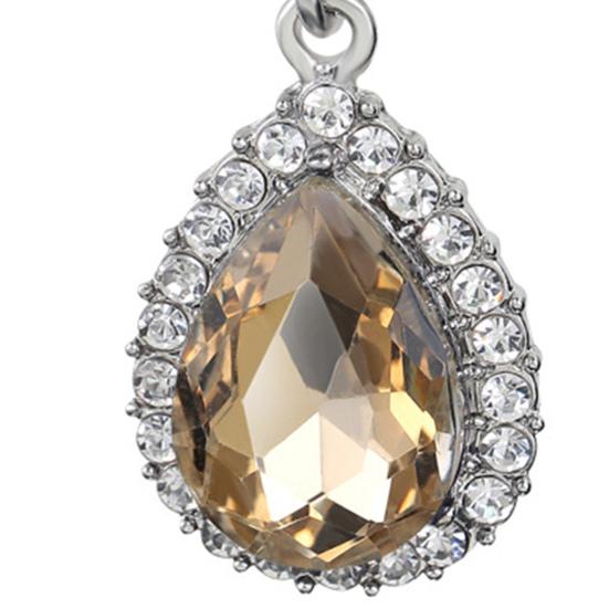 1 Pair Lady Earrings Rhinestone Inlaid Shiny Water Drop Shape Elegant Drop Earrings for Gift