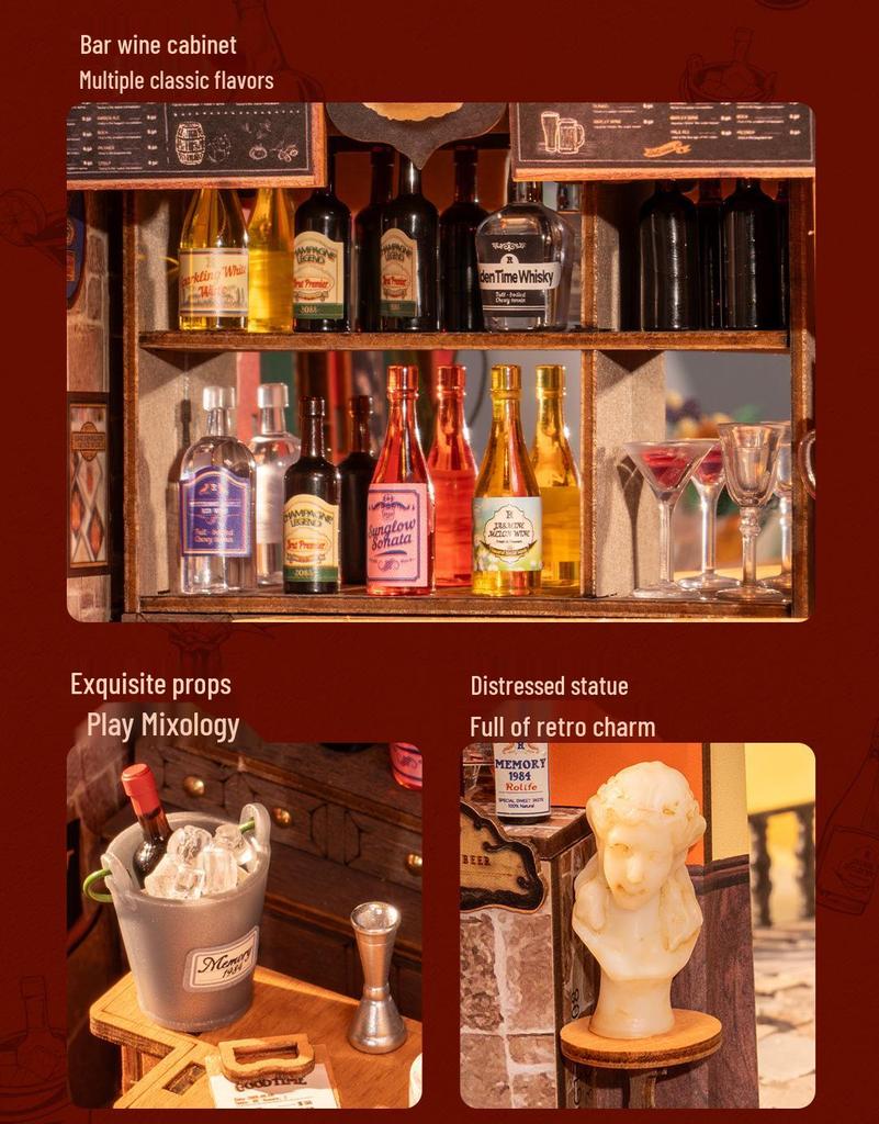 Rolife DIY Cheers Bar Miniature: Assembly Model House Gift for Girls