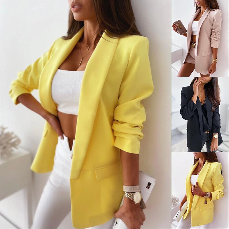 2021 Autumn European & American Solid Color Long-Sleeve Blazer for Women