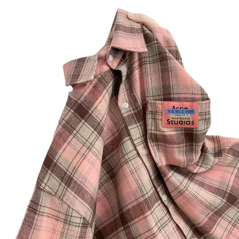 2024 Retro Plaid Brushed Long-Sleeve Loose Casual Shirt