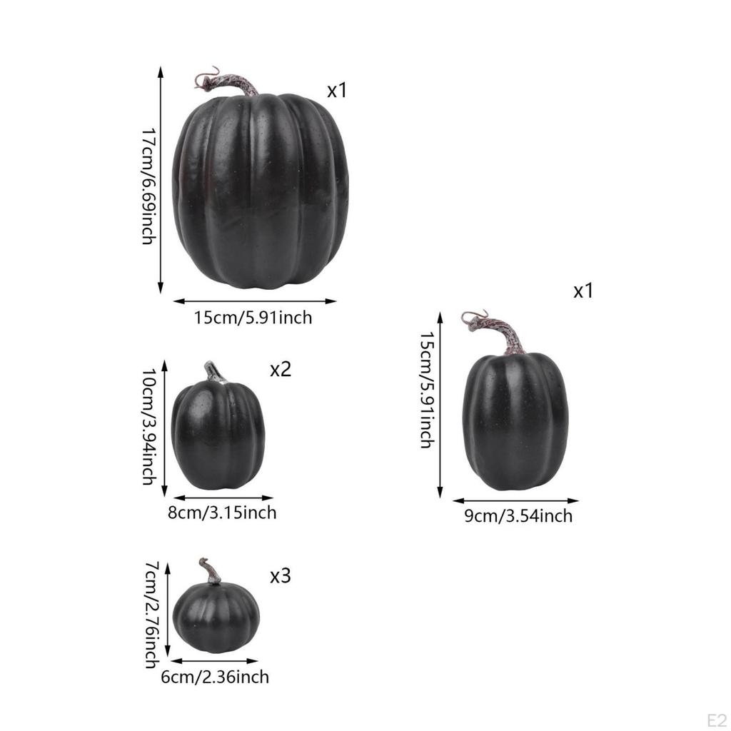 7 Pieces Pumpkin Decorations Glossy Fake Pumpkins Halloween for Mantel