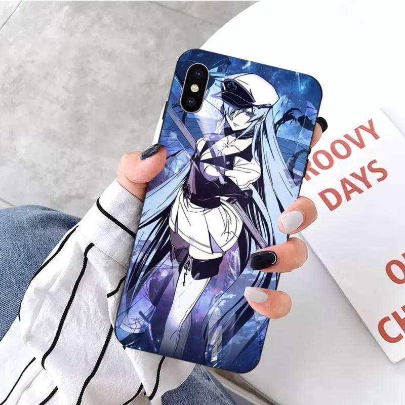 Akame Ga Kill Esdeath Telefonhülle für iPhone 14 13 12 11 XS X 8 7 6 Plus Mini Pro Max SE 2022 Weiche schwarze Telefonhülle