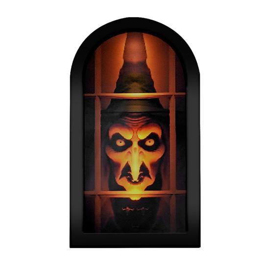 Hologram Ghost Mirror Spooky Halloween Decoration with LED Lights Gothic Light-up Witch Mirror with Creepy Eyes for Home Halloween