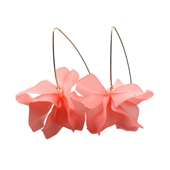 1 пара серёжек-крючков цветок богемные украшения преувеличенные ручной работы серьги-лепестки для повседневной носки свадьбы свиданий розовый