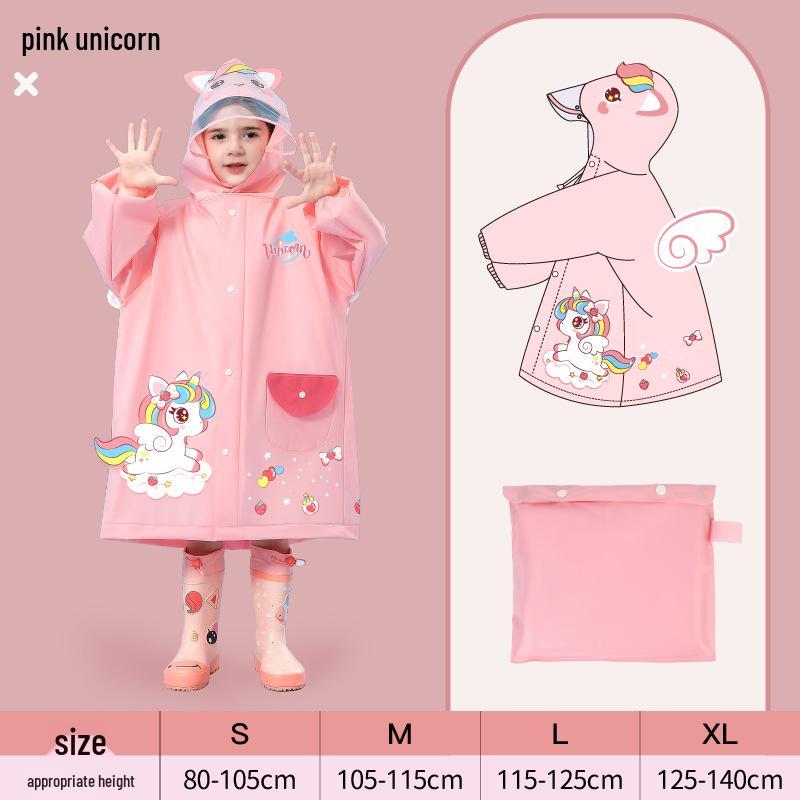 Kids' Cartoon Raincoat for Toddlers & Students - Waterproof Rain Cape with Seat Cover