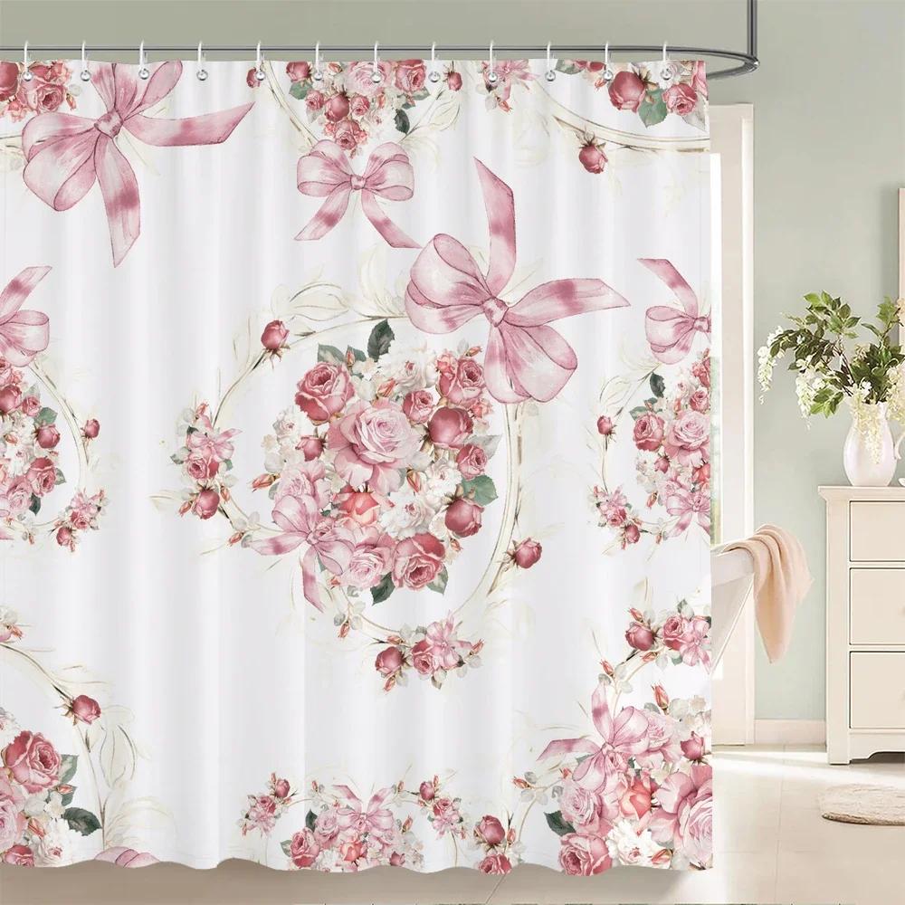 

Flower Dandelion Red Rose Plant Fresh Shower Curtains Bathroom Curtain Frabic Waterproof Polyester Bathroom Curtain with Hooks W90xH180cm