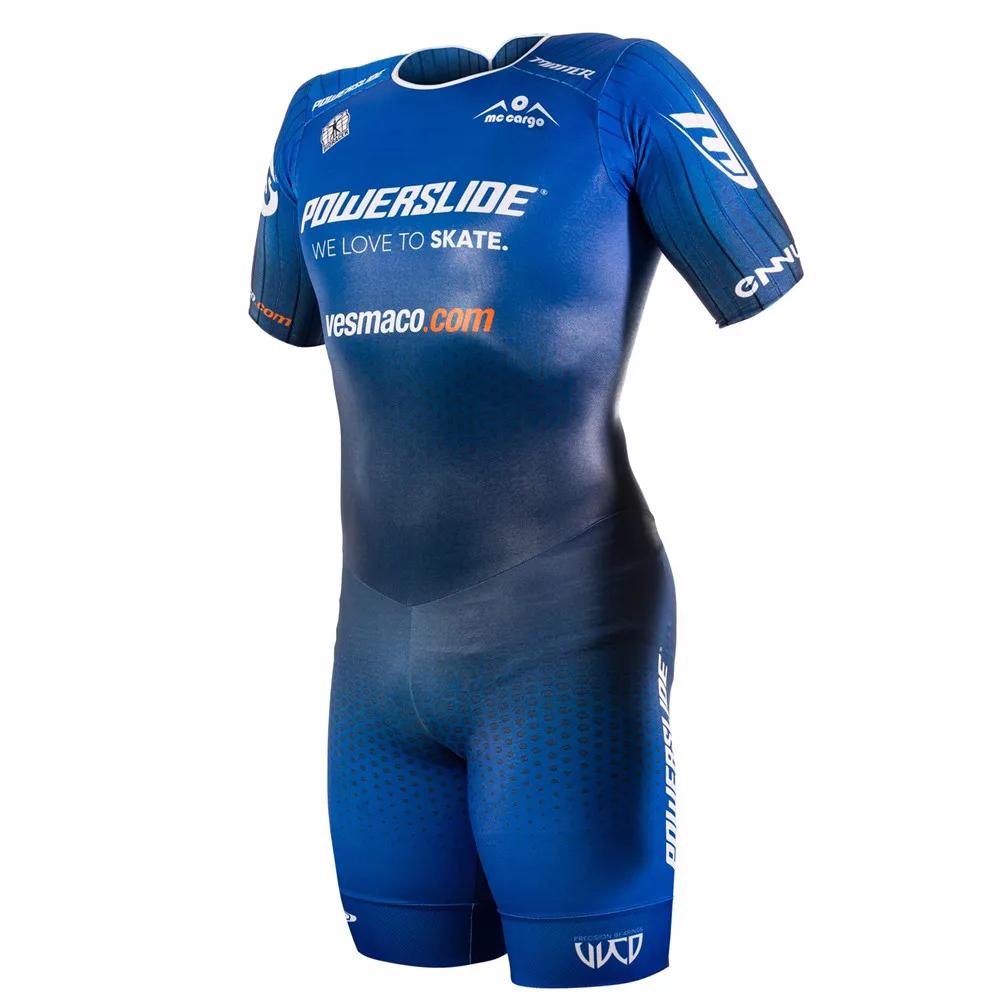 Powerslide Kombinezon Męski Krótki Rękaw Jazda na Rolkach Speed Skinsuit Ciclismo Łyżwiarstwo Szybkie Odzież do Jazdy na Rolkach