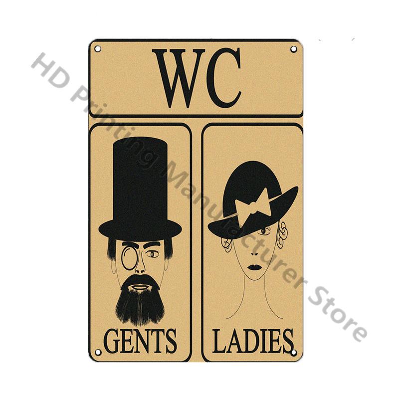 Toilet Wall Decoration Pub Vintage Metal Sign Home Funny Decor Toilet Tin Sign WC Lavatory Toilettes Wall Art Bathroom Restroom