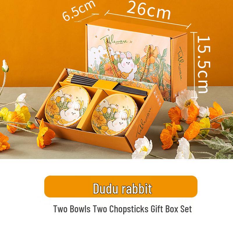 OLOEY Flower Rabbit Ceramic Dinnerware Gift Set