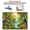 2D Rainforest Bird Waterfall Tapestry Macaw Toucan Backdrop Cloth for Living Room