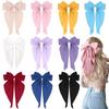 High qualityElegant Fabric Bow Hair Clips, 10-Piece Set, Minimalist Bow Tie Hair Barrettes with Tassel Detail, Solid Color French Style Large Ribbon