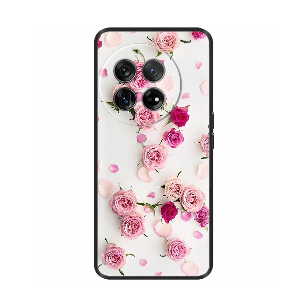 Painted Cover For OnePlus 12 Case Black Silicone Soft Luxury Phone Back Cover For One Plus 12 OnePlus12 5G Fundas Cases Hoesje