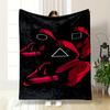 Red Hooded Figures with Shapes Design Flannel Blanket for Bedroom, Living Room, Sofa, and Nap Sofas