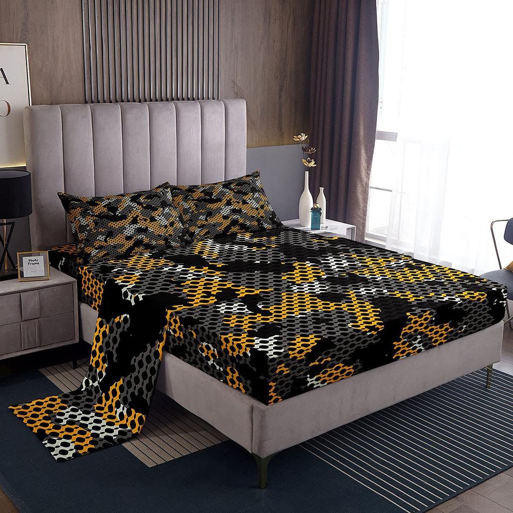 Camouflage Personalized Pattern Bed Hat Four-piece Bedding Set Bedroom Dormitory Bedding Decoration