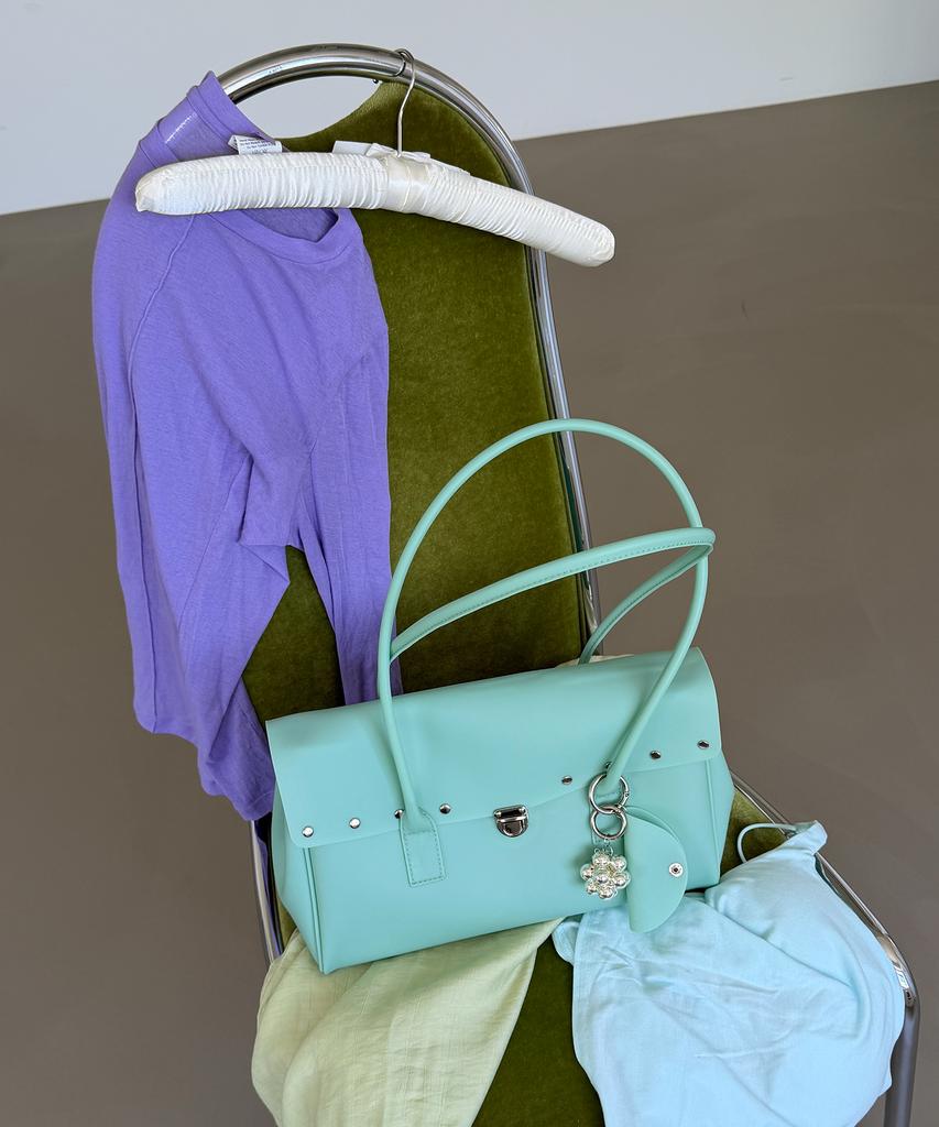 Christine Project [Free Sunglasses Bag Charm] Stud Jelly Shoulder Bag (Mint)