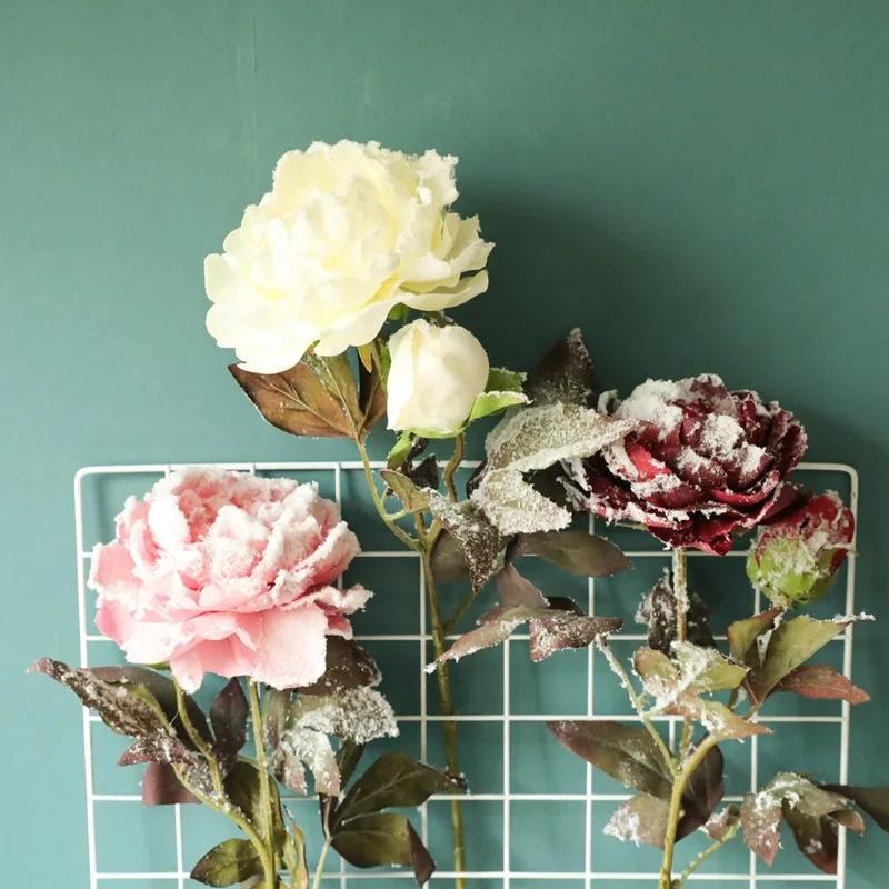 1Pc Home Decoration Wedding Fake Flower Christmas Snow Peony Simulation Flower