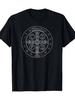 St pour Homme. T-shirt Médaille de Benoît pour enfants Durable 180 g/m² T-shirt Religieux Noir Avec Design de la Règle Bénédictine Séchage Rapide T-shirt pour enfants
