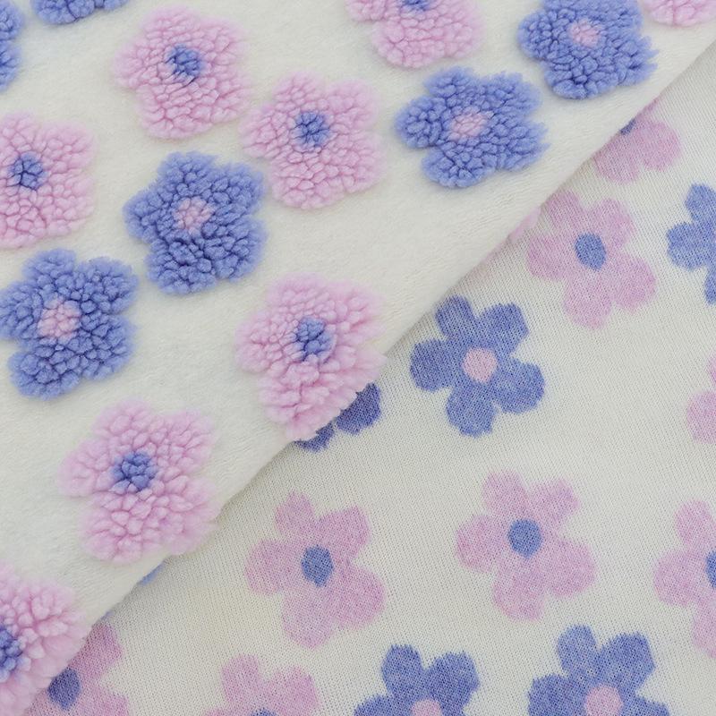 160x50cm Lammwolle Jacquard Lila Kleine Blume Stoff Für Decken Kissen Wintermäntel Hüte Plüschtiere Bettwäsche DIY Stoffe