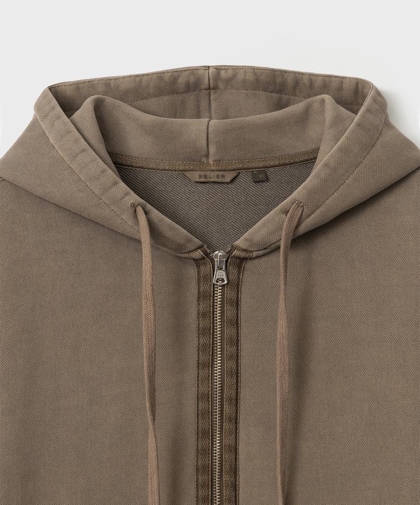 Belier Neo Utility Zip-Up Hoodie - Dyed Brown