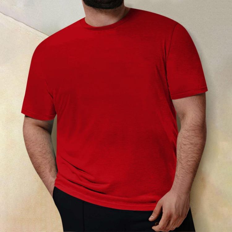 Mens Casual T Shirt Plus Size Short Sleeve Round Neck Solid Color Top Blouse
