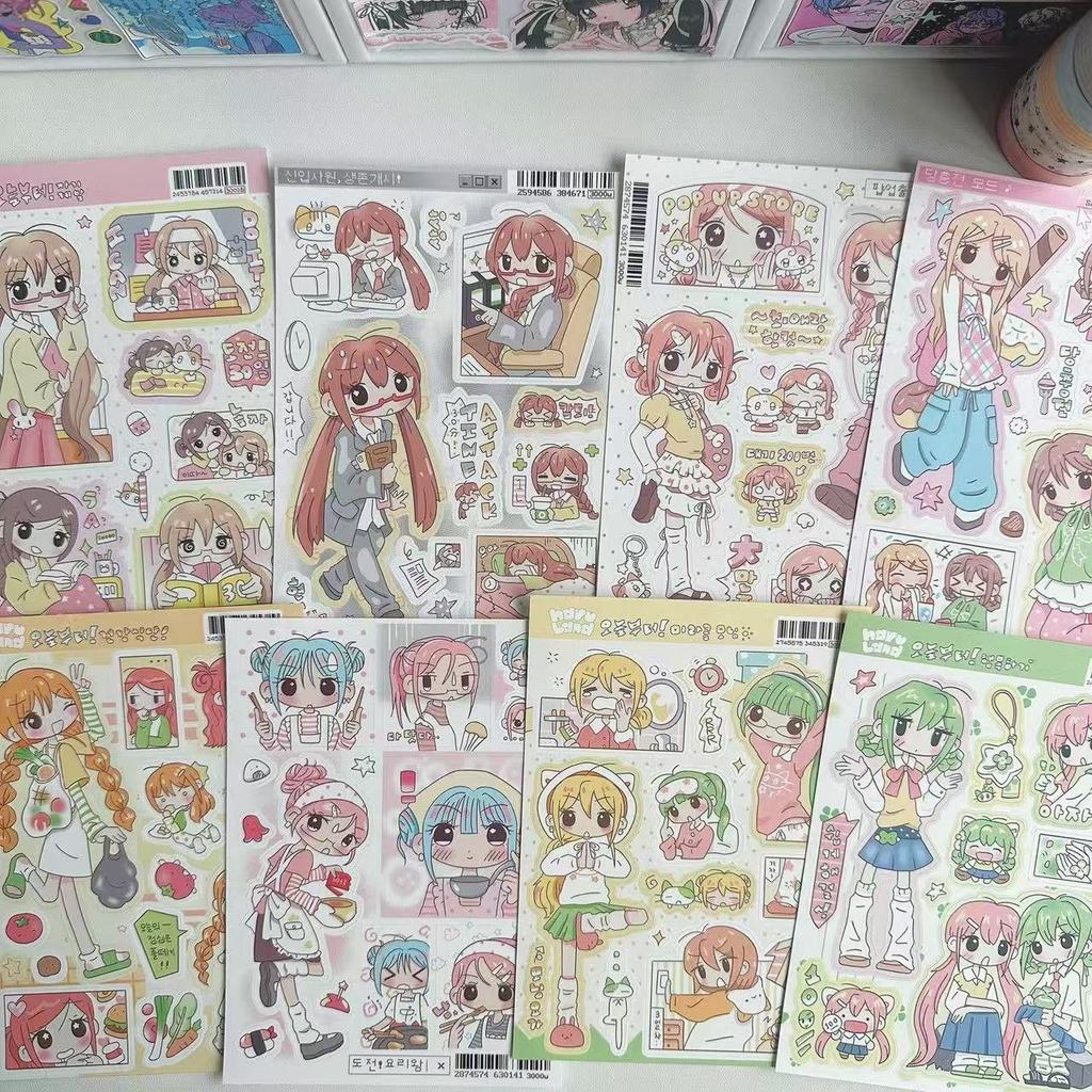 8 Types of Korean Cute Girl Stickers Soft Cute Girl Handbook Stickers Ins Cartoon Character Material Handbook Stickers New Gifts