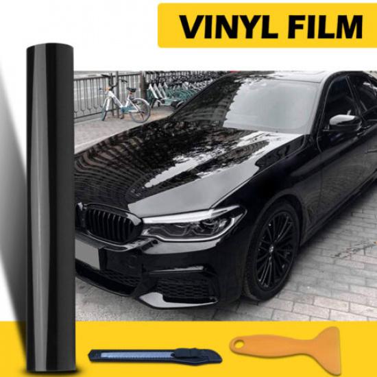 Gloss Black Vinyl Automotive Wrap Film Roll Car Wrap Stickers 59IN X 11.8IN