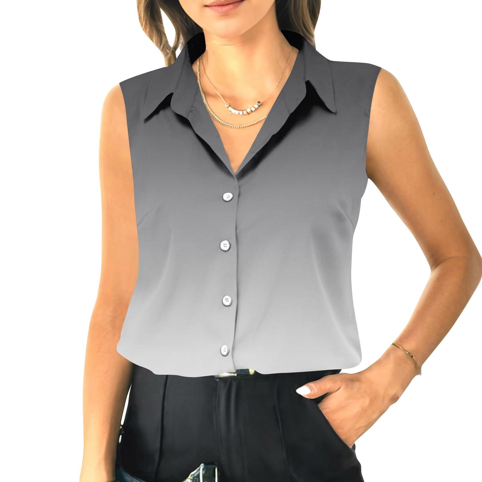 Женский летний свободный топ без рукавов с воротником-стойкой XXXL