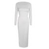 Women's Extended Black Dress, Sexy Round Neck Long-sleeved Comfortable Dress