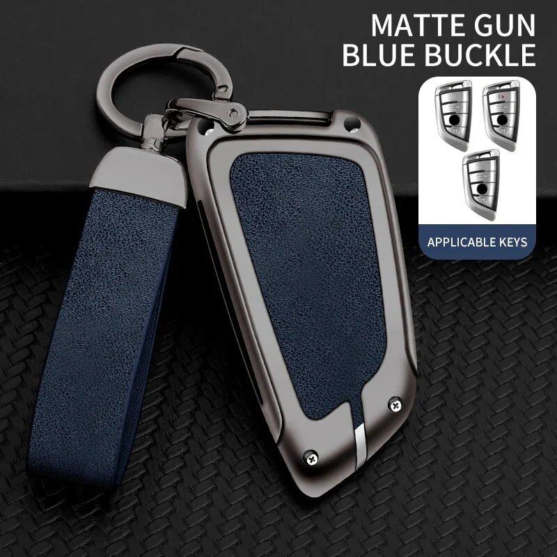 Zinc Alloy Leather Car Key Case For Bmw X5 X3 X1 X6 X7 1 3 5 6 7 Series G20 G30 G11 F15 F16 G01 G02 E39 E46 Car Key Case